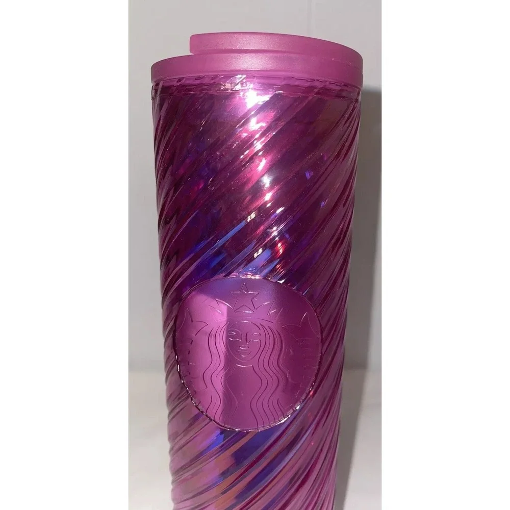 Starbucks‎ Acrylic Pink 2022 Christmas Spiral Tumbler 16oz New